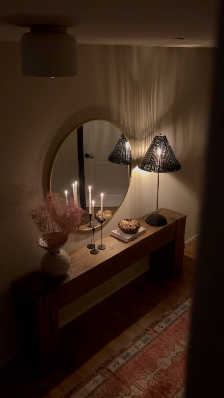 Fall entryway decor, full video on YouTube (@ lovely at home) 


fall decor, home decor, arhaus entryway table, entryway table, wall mirror, table lamp, candle stick holder, candles, decorative books, decorations.

#LTKstyletip #LTKhome #LTKSeasonal
