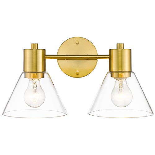 Gold Bathroom Vanity Light Fixtures, LMS 2 Light Bathroom Light Fixtures with White Glass Shade, LMS | Amazon (US)