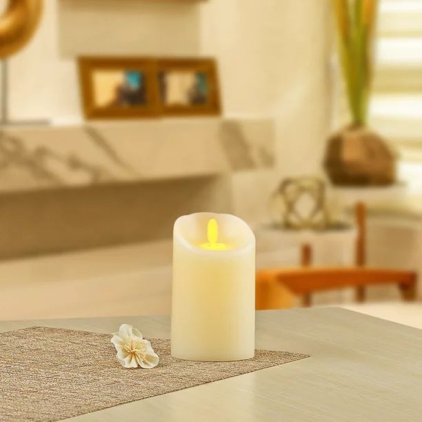Better Homes & Gardens Flameless LED Motion Flame Pillar Candle, 3x5", Ivory - Walmart.com | Walmart (US)