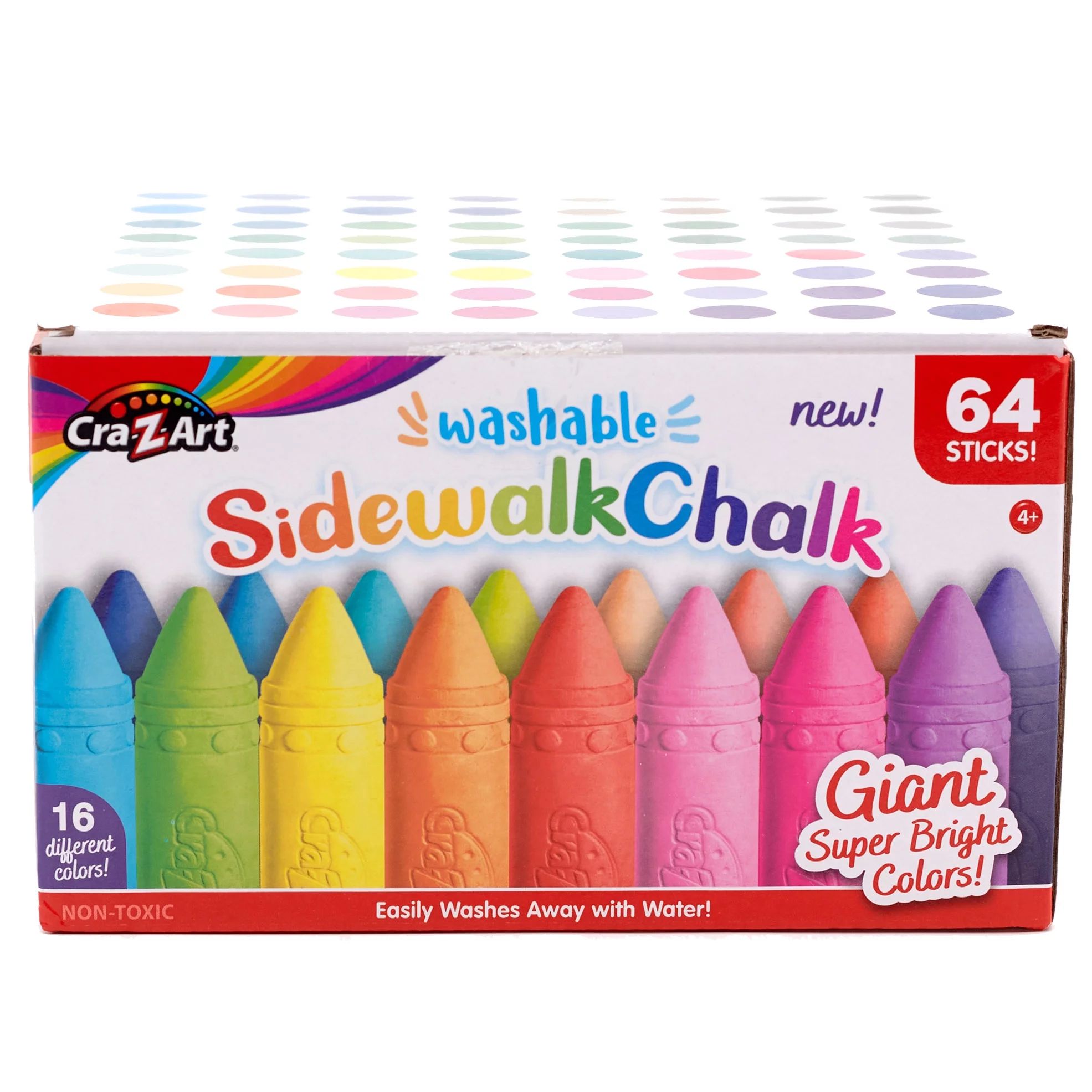 CraZArt Washable Multicolor Sidewalk Chalk, 64 Count, Easter Gift for Kids | Walmart (US)