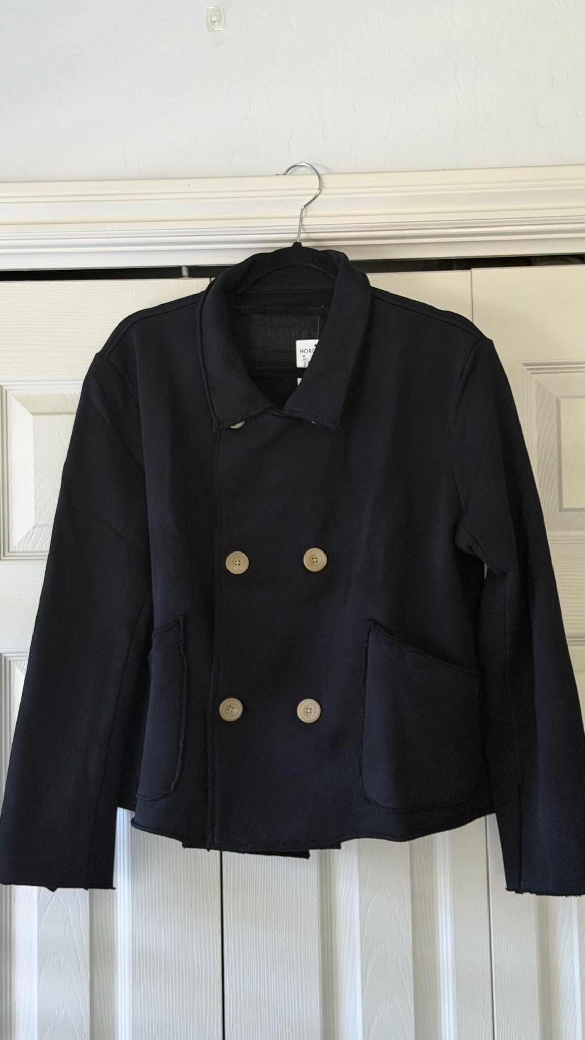 This cropped pea coat jacket is made of French Terry, and it does not disappoint!  It’s so well-made and cozy yet chic and classic at the same time.  The unfinished edges give it a casual vibe, but the double-breasted buttons elevate the look, so it can be worn with jeans, pants, or thrown over a dress.  It will be the perfect versatile piece for me while traveling!

I purchased my usual size, Medium, in British Royal Navy.  

I will style this as an OOTD during my upcoming travels!

Purchase at Nordstrom or Frank & Eileen!

#LTKMothersDay #LTKMidsize #LTKTravel