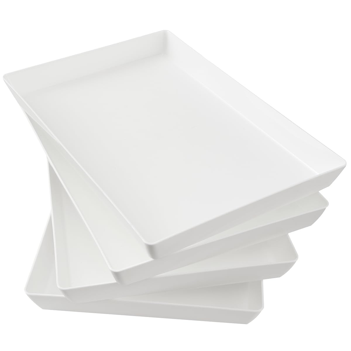 US Acrylic White Plastic Serving Trays (Set of 4) 15” x 10” | Large Unbreakable Reusable Rect... | Amazon (US)
