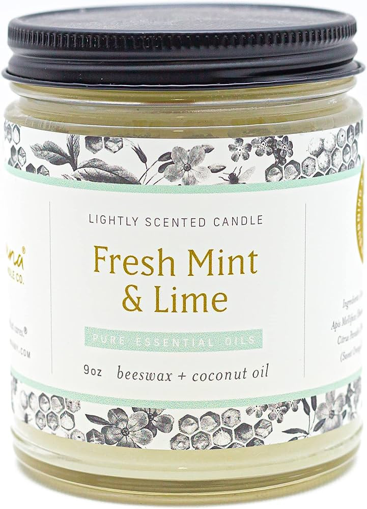 Fontana Candle Company - Fresh Mint and Lime 9oz Lightly Scented Candle | Made from Beeswax and C... | Amazon (US)