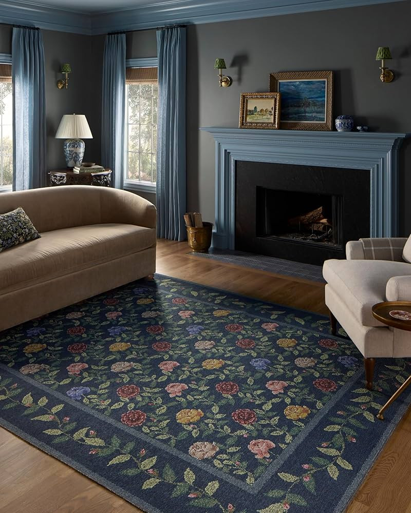 Loloi Rifle Paper Co. Wildwood Collection WWLD-02 Navy 8'-4" x 11'-6" Area Rug | Amazon (US)