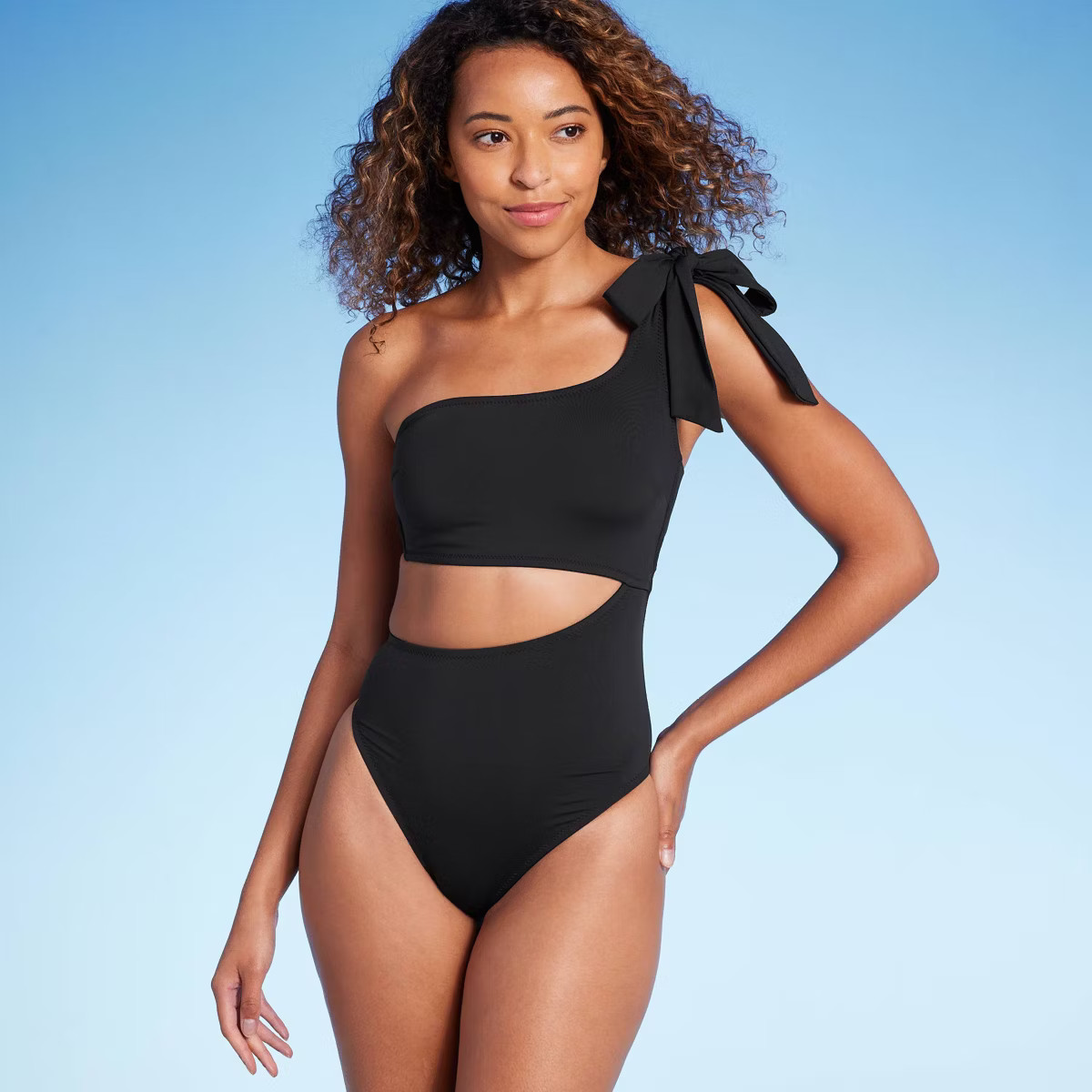 Women's One Shoulder Bow Cut Out One Piece Swimsuit - Shade & Shore™ | Target