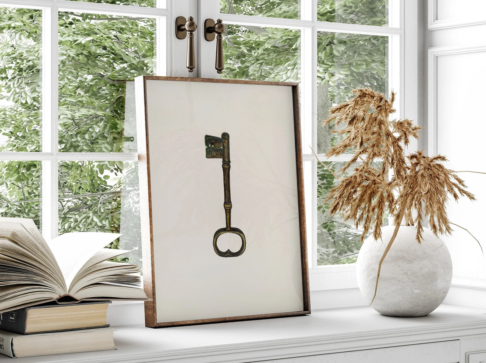 Vintage Key Painting Print, Digital Download, Still Life Art, Antique Objects, Simple Minimalist ... | Etsy (US)