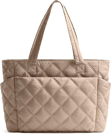 Tote Bag for Women, Lightweight Puffer Tote Work Bags with Compartments for Travel, Quilted Shoul... | Amazon (US)