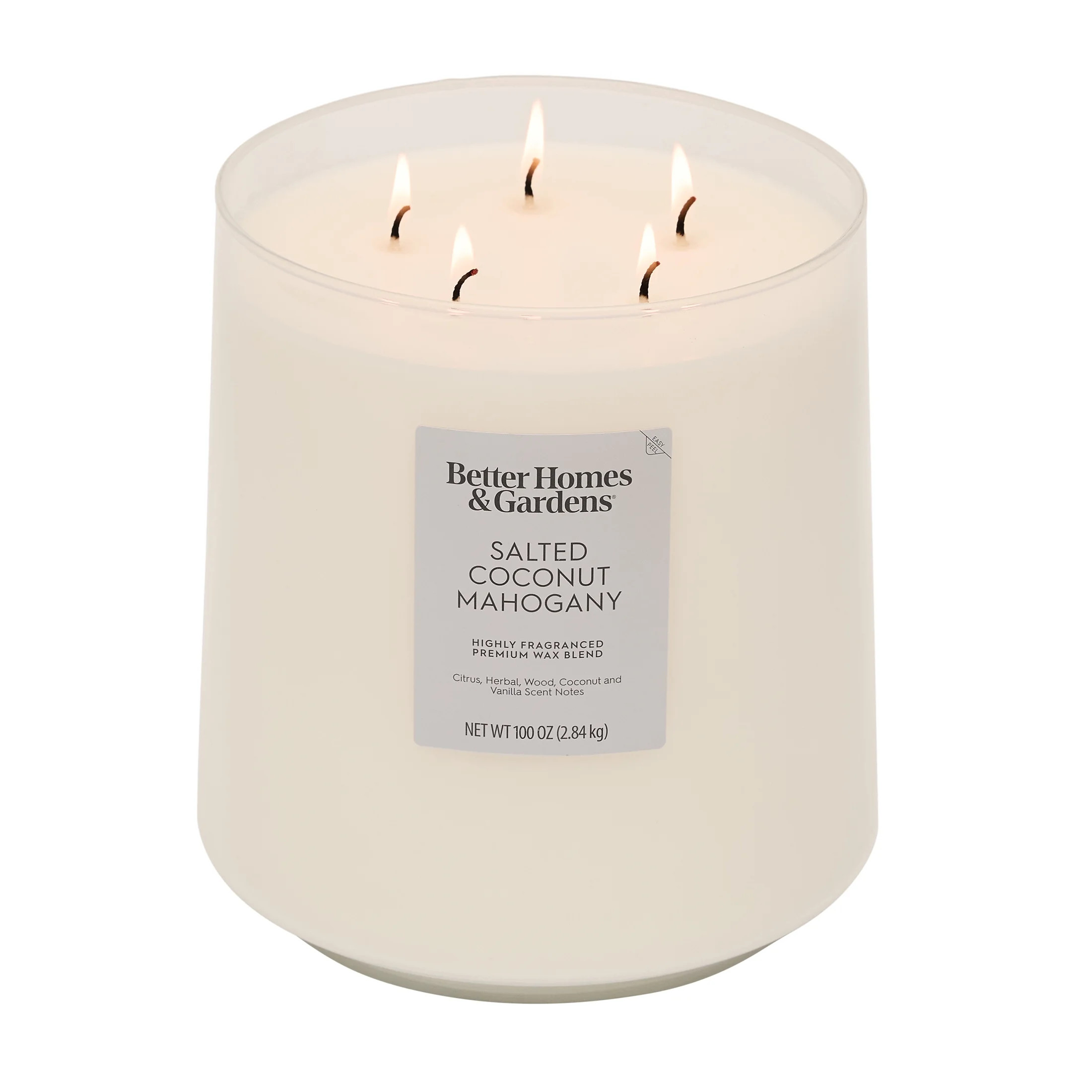 Better Homes & Gardens Salted Coconut Mahogany Scented Cotton 5-Wick Glass Jar Candle 100oz. | Walmart (US)