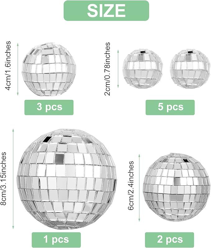 11 Pieces Disco Ball Cake Decoration Disco Ball Table Decorations Disco Ball Centerpiece Decor 70... | Amazon (US)
