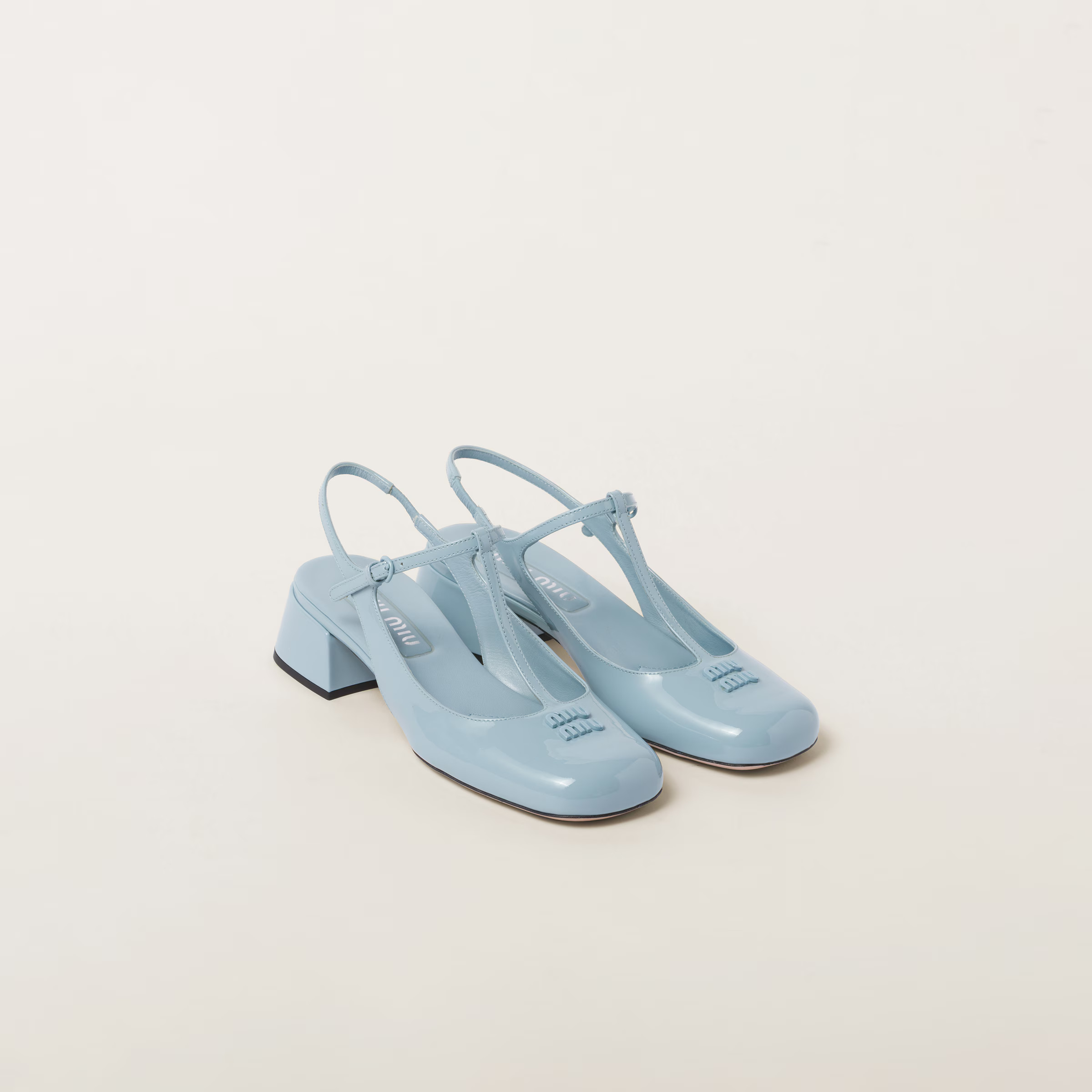 Light Blue Patent Leather Slingback Pumps | Miu Miu | Miu Miu US