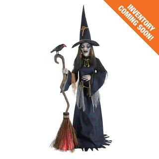 Home Accents Holiday 7.5 ft. Gruesome Grounds Animated LED Nightshade Witch with LifeEyes™ LCD ... | The Home Depot