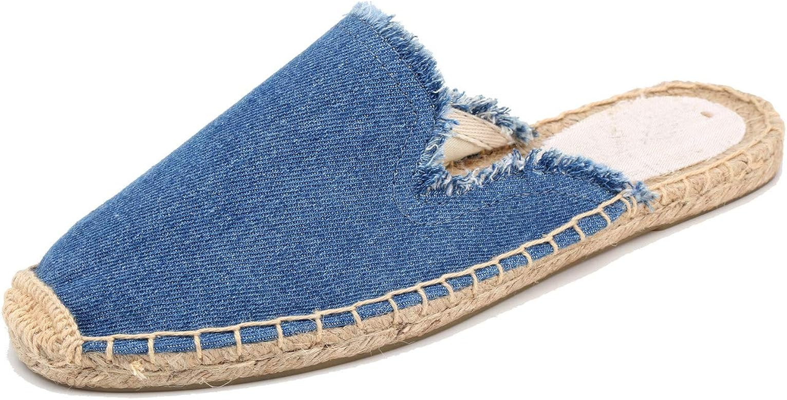 U-lite Women's Simple Mule Breathable Flat Espadrilles Shoes, Pure Color Mules | Amazon (US)
