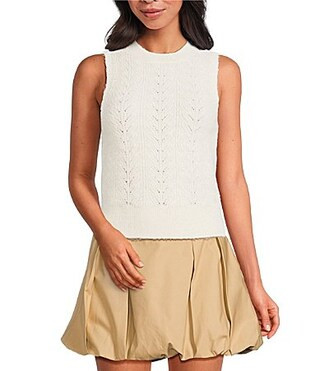 ASTR the Label Pernille Crew Neck Sleeveless Cable Knit Sweater Tank - S | Dillard's