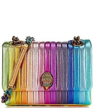 Kurt Geiger London Large Kensington Rainbow Vertical Stripe Kurt Shoulder Bag - Rainbow Metallic | Dillard's