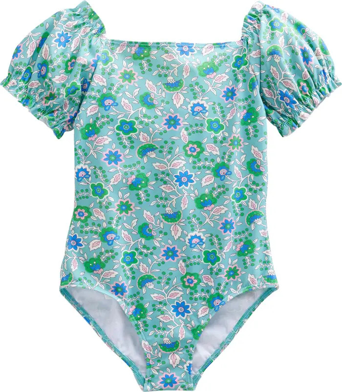 Kids' Paisley Puff Sleeve One-Piece Swimsuit | Nordstrom