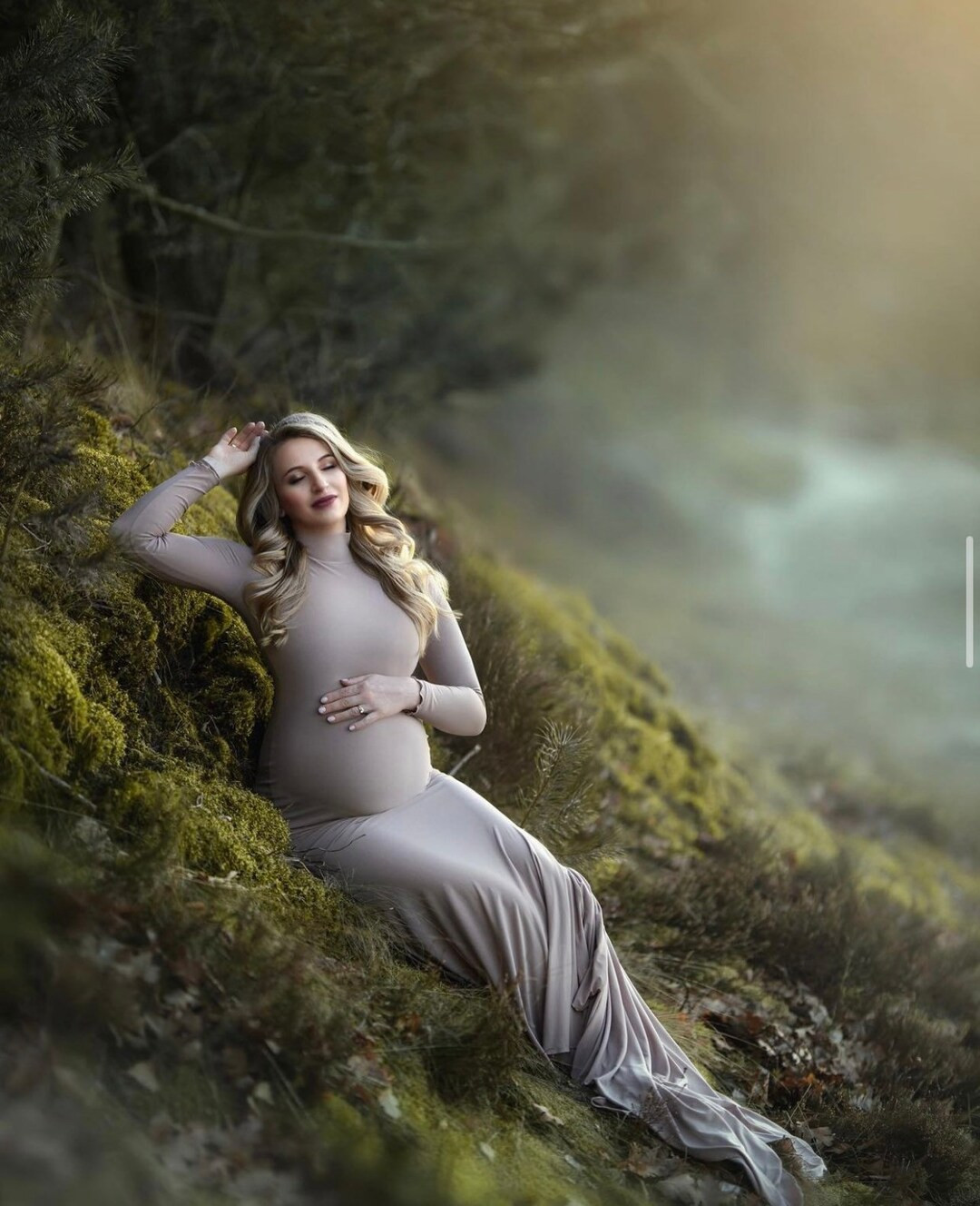 Turtleneck Maternity Dress, High Neck Maternity Dress for Photoshoot, Long Sleeve Maternity Dress... | Etsy (US)