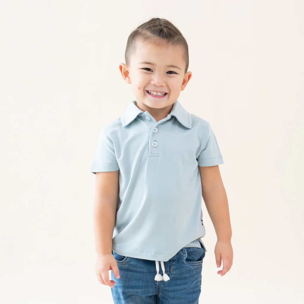 Toddler Short Sleeve Polo in Fog | Kyte Baby