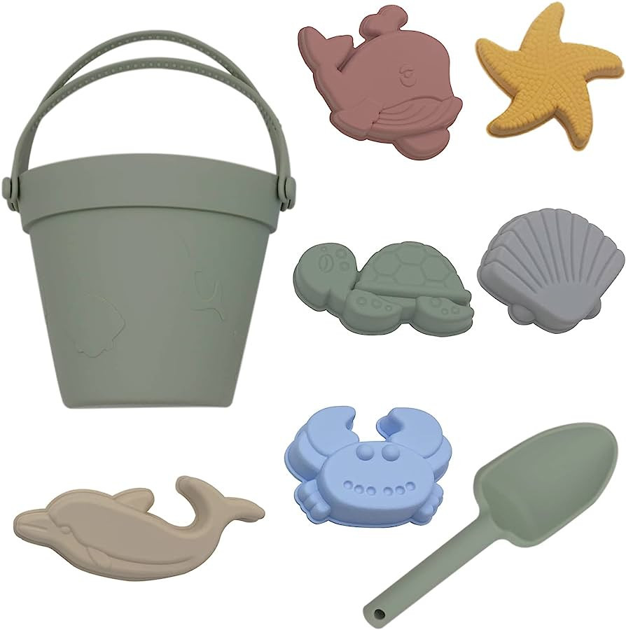 Fikokuku Silicone Beach Toys Baby Beach Essentials Beach Accessories for Kids Travel Beach Sand T... | Amazon (US)