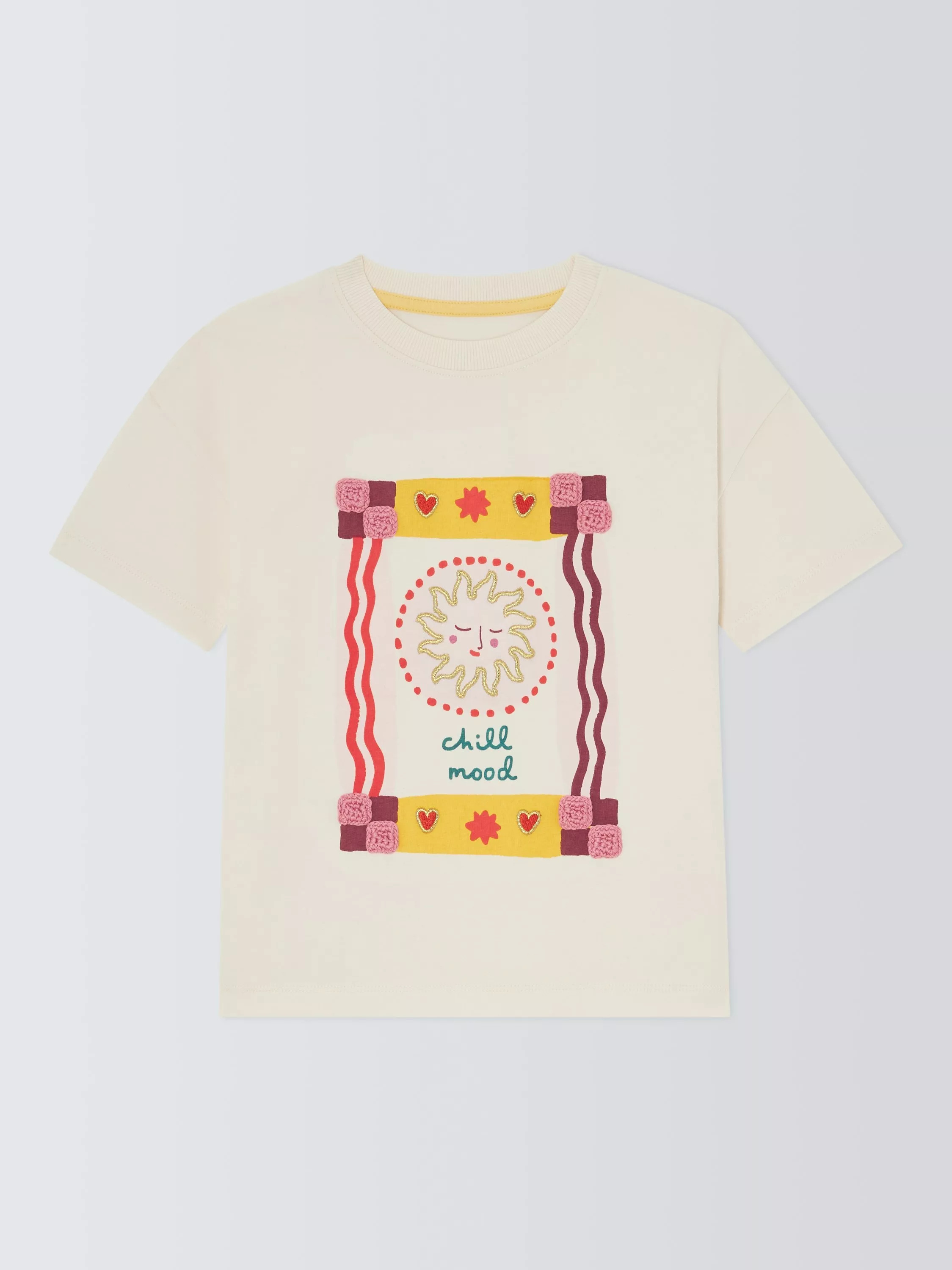 John Lewis Kids' Chill Mood T-Shirt, Cream, Pink | John Lewis (UK)