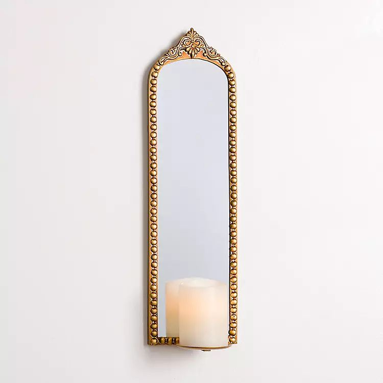 New! Gold Ornate Beaded Mirror Wall Sconce | Kirkland's Home