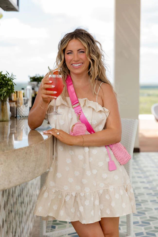 Talk To The Sand Beige Floral Mini Dress Krista Horton X Pink Lily | Pink Lily