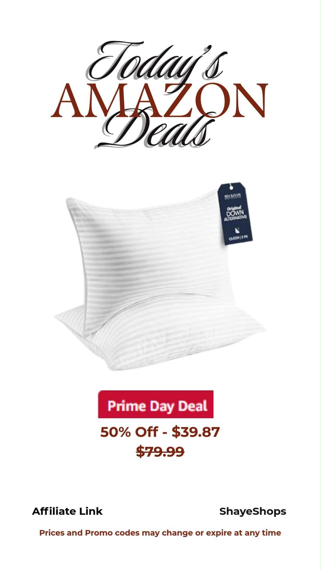 Beckham Hotel Collection Bed Pillows Standard/Queen Size Set of 2 - Original Soft Down Alternative Pillow for Sleeping - Soft Support for Back, Stomach or Side Sleepers, amazon prime day deal, sale 

 #LTKHome #LTKSaleAlert
