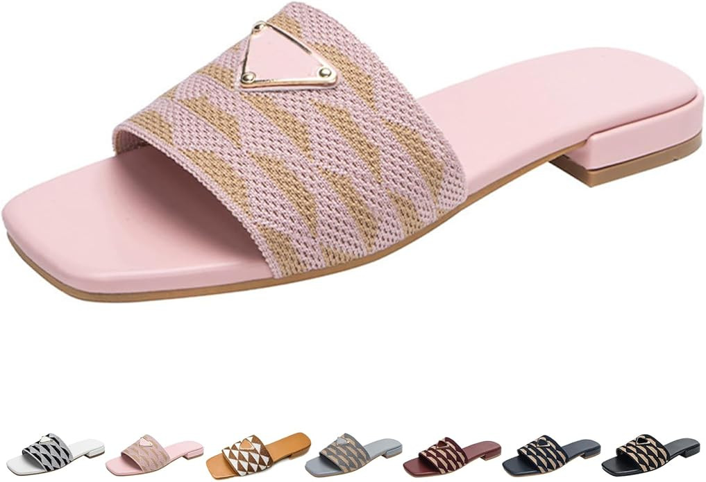 Women's Luxury Embroidered Fabric Slides Fashion Dressy Open Toe Slipper Non-Slip Summer Beach Fl... | Amazon (US)