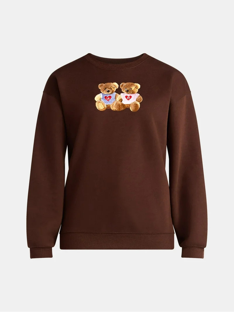 Women's Teddy Bears Embroidered Graphic Sweatshirt with Long Sleeves, Sizes XXS-XXL - Walmart.com | Walmart (US)
