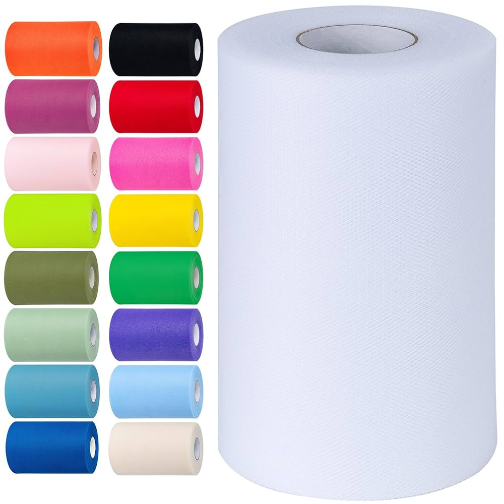White Tulle Fabric Rolls 6 Inch by 100 Yards (300 feet) Tulle Roll Spool Fabric for DIY Tutu Skir... | Amazon (US)