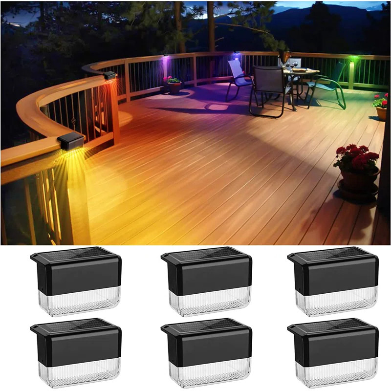 Black Solar Powered Integrated LED Deck Light Pack | Wayfair North America