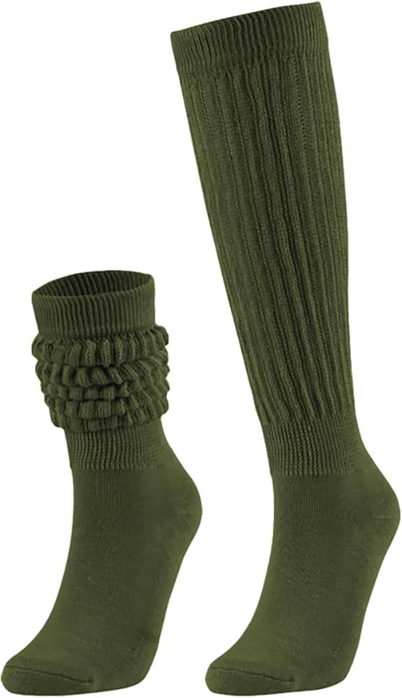Slouchy Socks for Women Stretchy Knee-High Scrunch Socks Soft Long Slouch Boot Socks | Amazon (US)