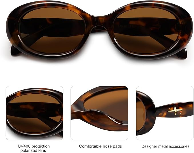 SOJOS Small Retro Oval Polarized Sunglasses for Women Men 90s Vintage Small Face UV400 Protection... | Amazon (US)