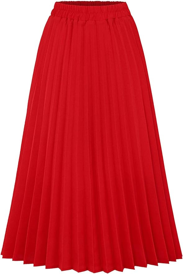 CHARTOU Womens Chic Elastic High Waisted A Line Leopard Print Pleated Shirring Midi-Long Skirt | Amazon (US)