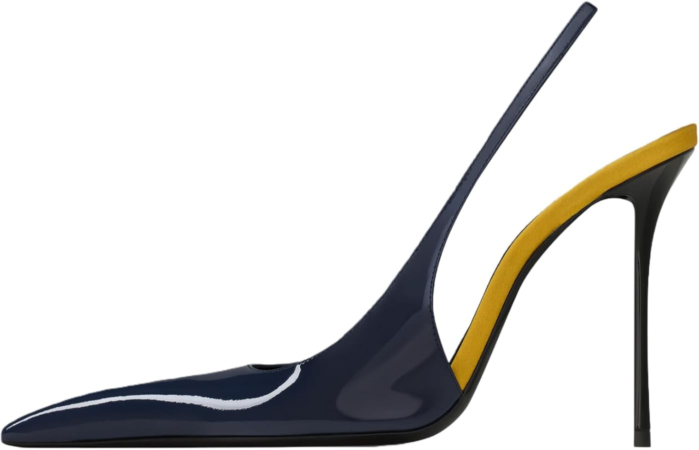 Slingback Heels for Women Pointed Close Toe Stiletto High Heels Backless Patent Leather Elastic S... | Amazon (US)