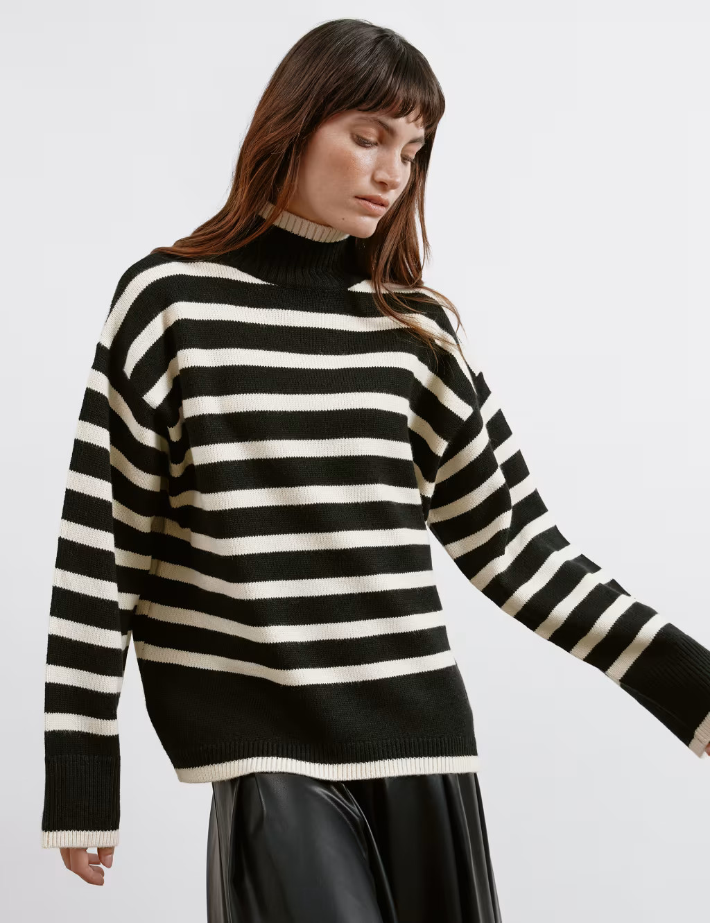 Striped Funnel Neck Jumper with Wool | Marks & Spencer (UK)