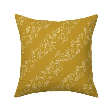 Floral Field Floral Mustard Throw Pillow Cover w Optional Insert by Roostery | Walmart (US)