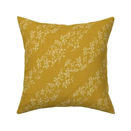 Floral Field Floral Mustard Throw Pillow Cover w Optional Insert by Roostery | Walmart (US)