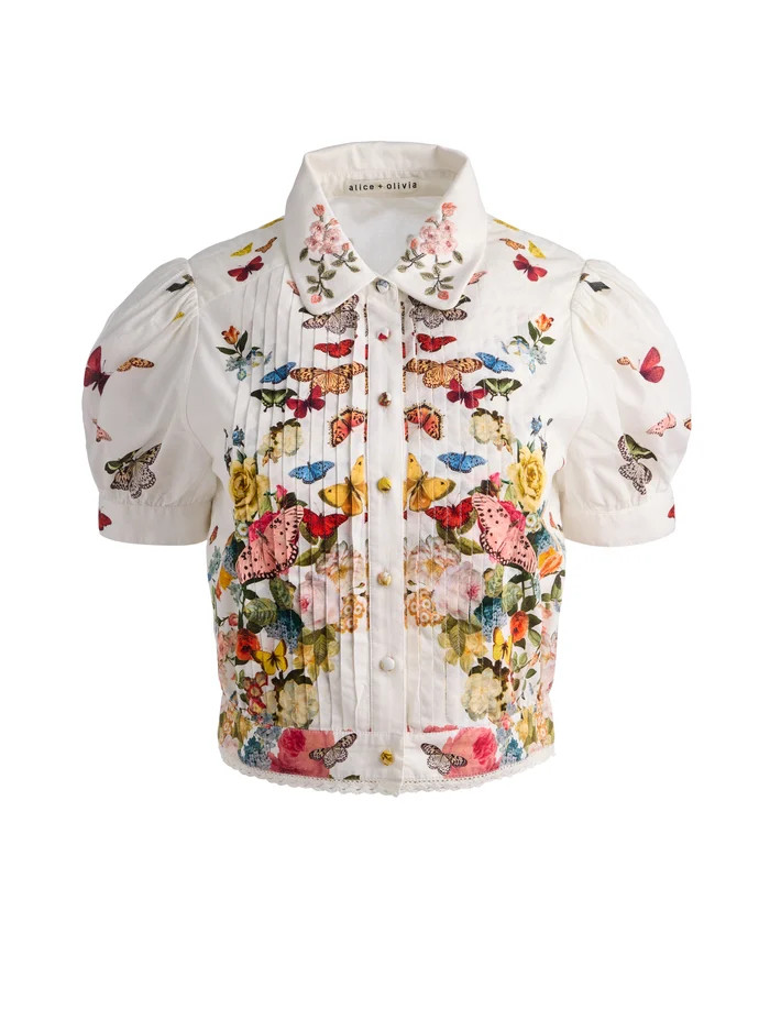 ROSIE CROPPED BUTTON DOWN | Alice + Olivia