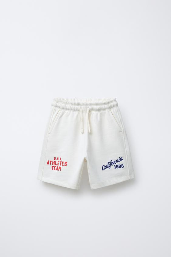 EMBROIDERED TEXT SHORTS | Zara US
