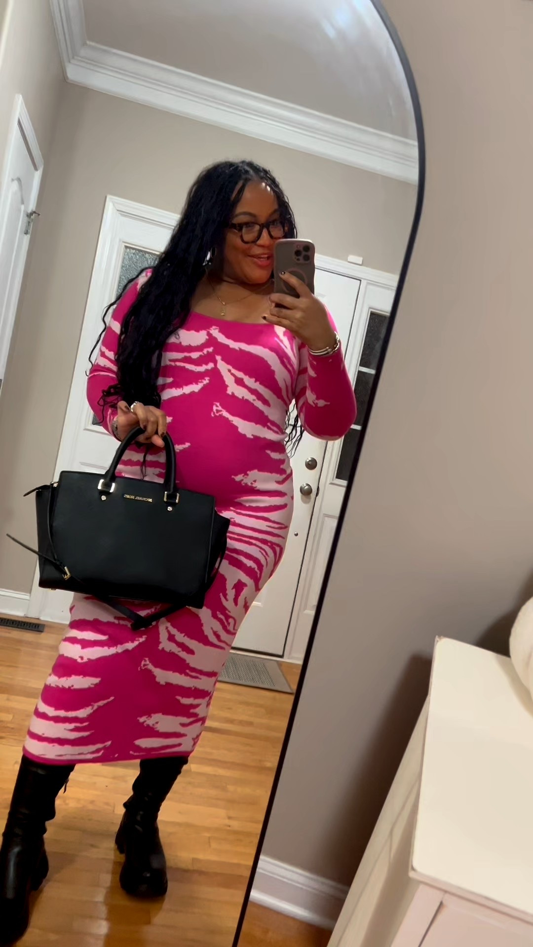 I was so warm and still cute because the material of this dress AND the thigh high boots?! A WINN! 

The material on this dress has a LOT of stretch too which I love! 

Date night OOTD, curvy fashion outfit inspo, pregnant women outfit ideas, baby bump outfit. Black thigh high bootss

#LTKootd #LTKPlusSize #LTKMidsize