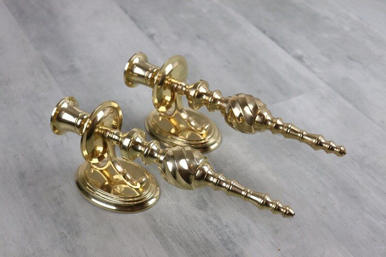 Vintage Pair of Brass Wall Sconce Candlestick Holders - Etsy | Etsy (US)