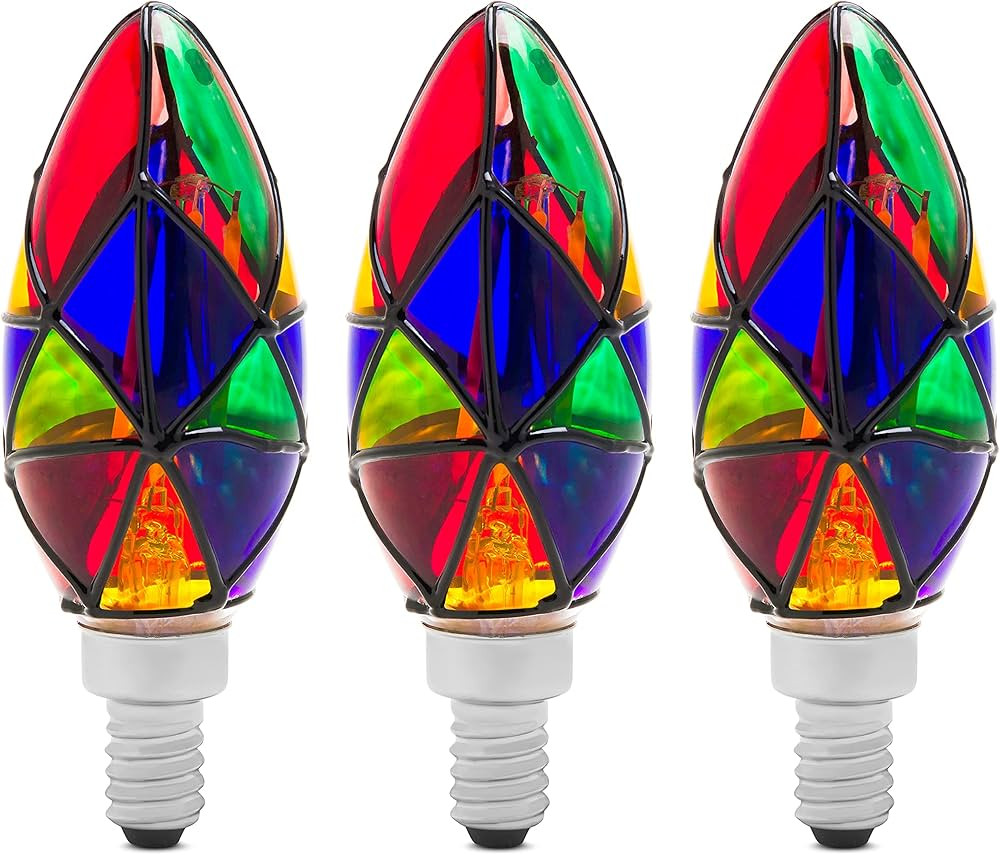 3 Pack LED Stained Glass Light Bulb E12 LED Bulb 2W (25W Equivalent) Candelabra Base Painted Ligh... | Amazon (US)