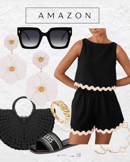 Amazon fashion 
Style ideas 
Amazon spring outfit 
Handbaatchjng set
Sunglasses 

#LTKStyleTip #LTKSeasonal #LTKSaleAlert