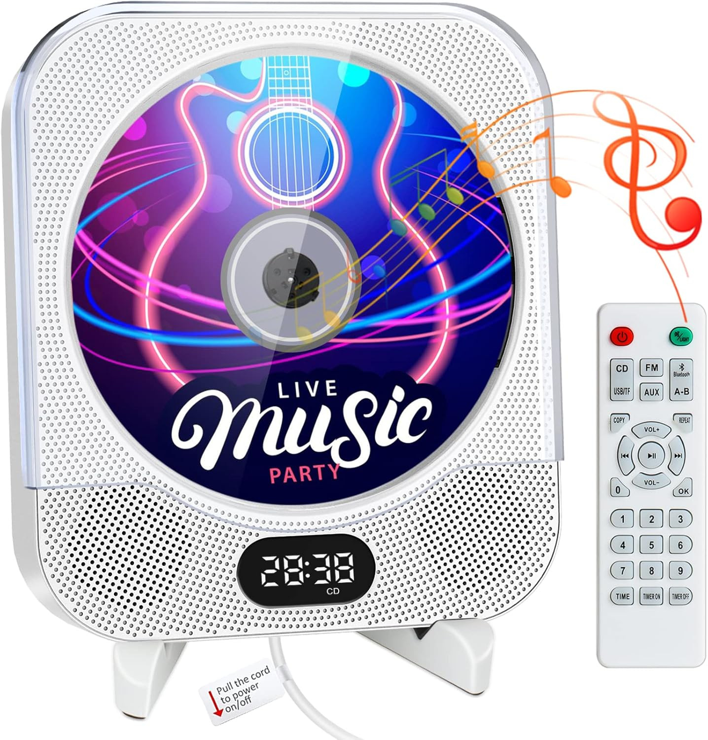 FANGOR Portable CD Player with Bluetooth, Wall Mounted CD Player Home Audio Boombox Music Player ... | Amazon (US)