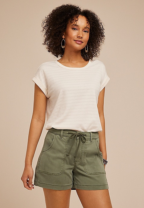 High Rise Stretch Twill Cargo 4.5in Short | Maurices