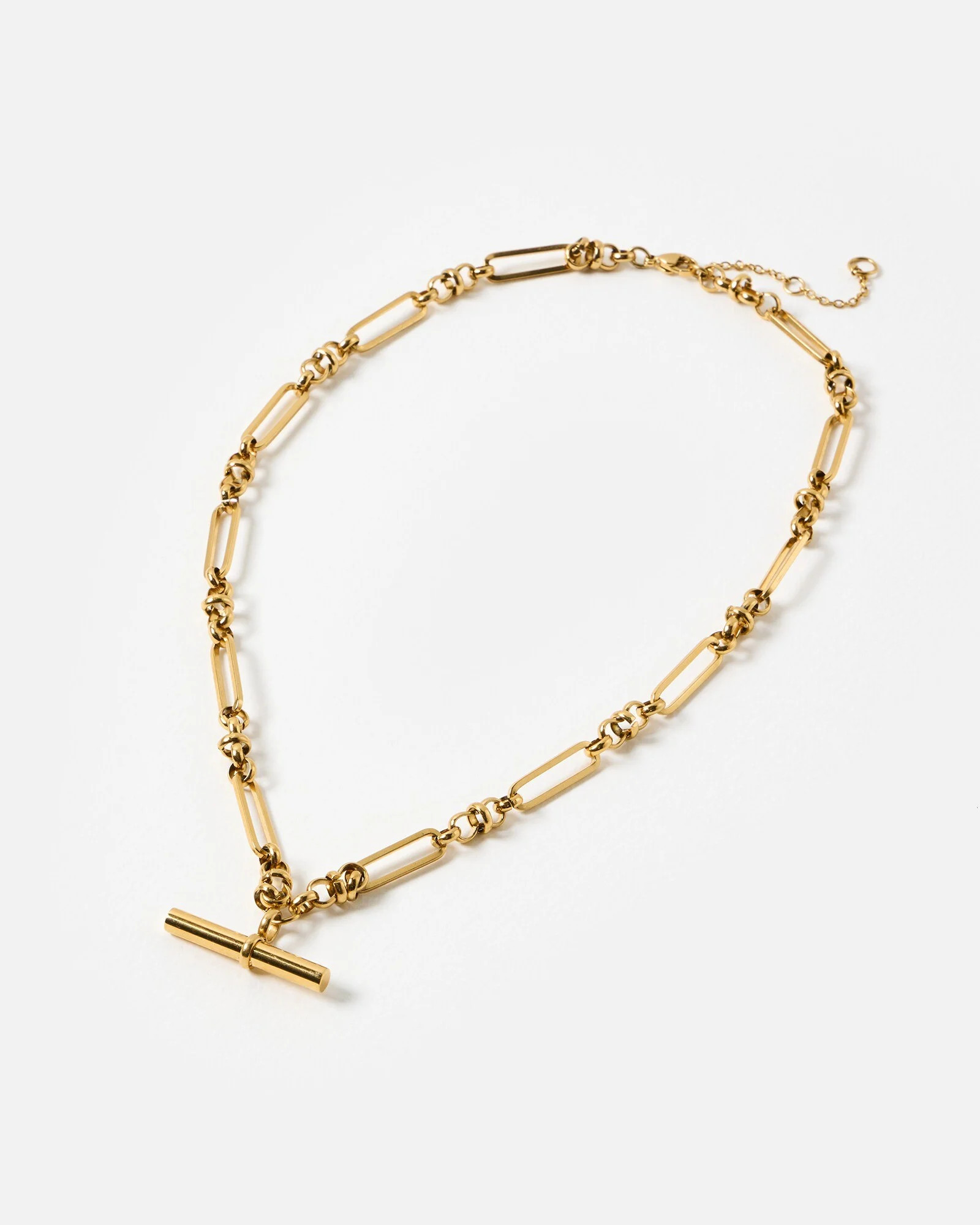 Toni Gold Tone Stainless Steel Waterproof Long T-Bar Necklace | Oliver Bonas | Oliver Bonas (Global)