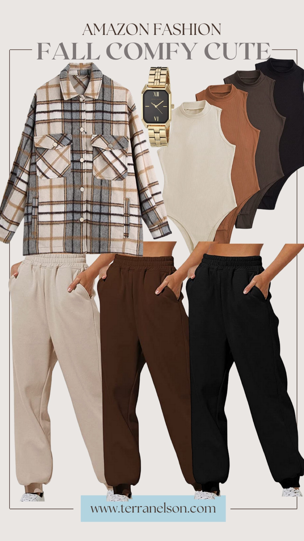 Fall fashion from Amazon. plaid shacket, trending sweatpants, baggy comfy joggers, lounge pants, neutral bodysuits￼. Fall outfits, boots, gold watch, Halloween hailey beiber outfit 

#LTKHalloween #LTKunder50 #LTKSeasonal