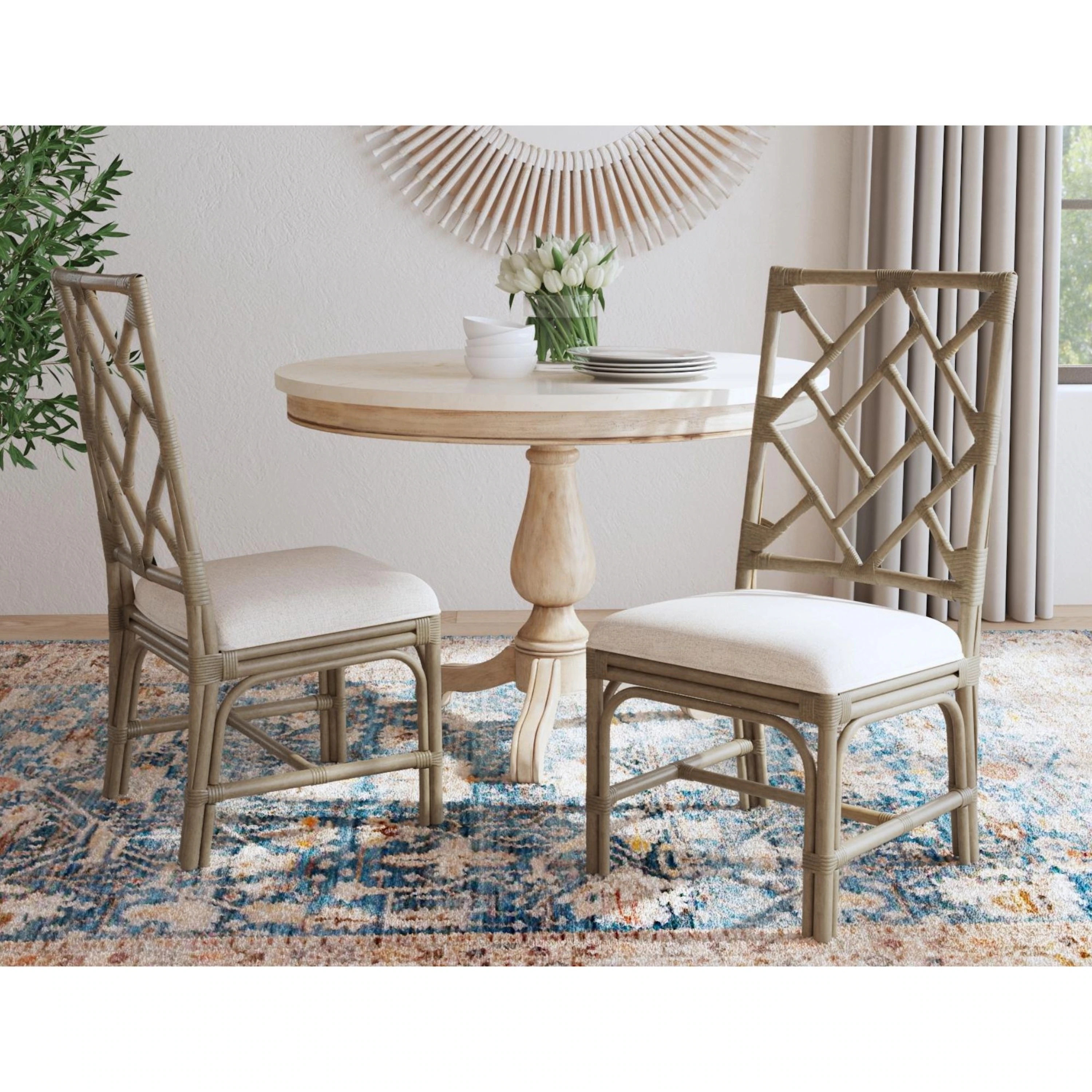 Rattan Handmade Chippendale Cushioned Dining Chairs (Set of 2) by East at Main - On Sale - Overst... | Overstock