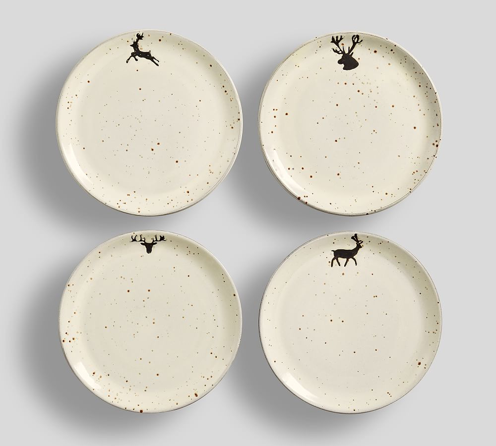Rustic Reindeer Terracotta Salad Plates - Set of 4 | Pottery Barn (US)