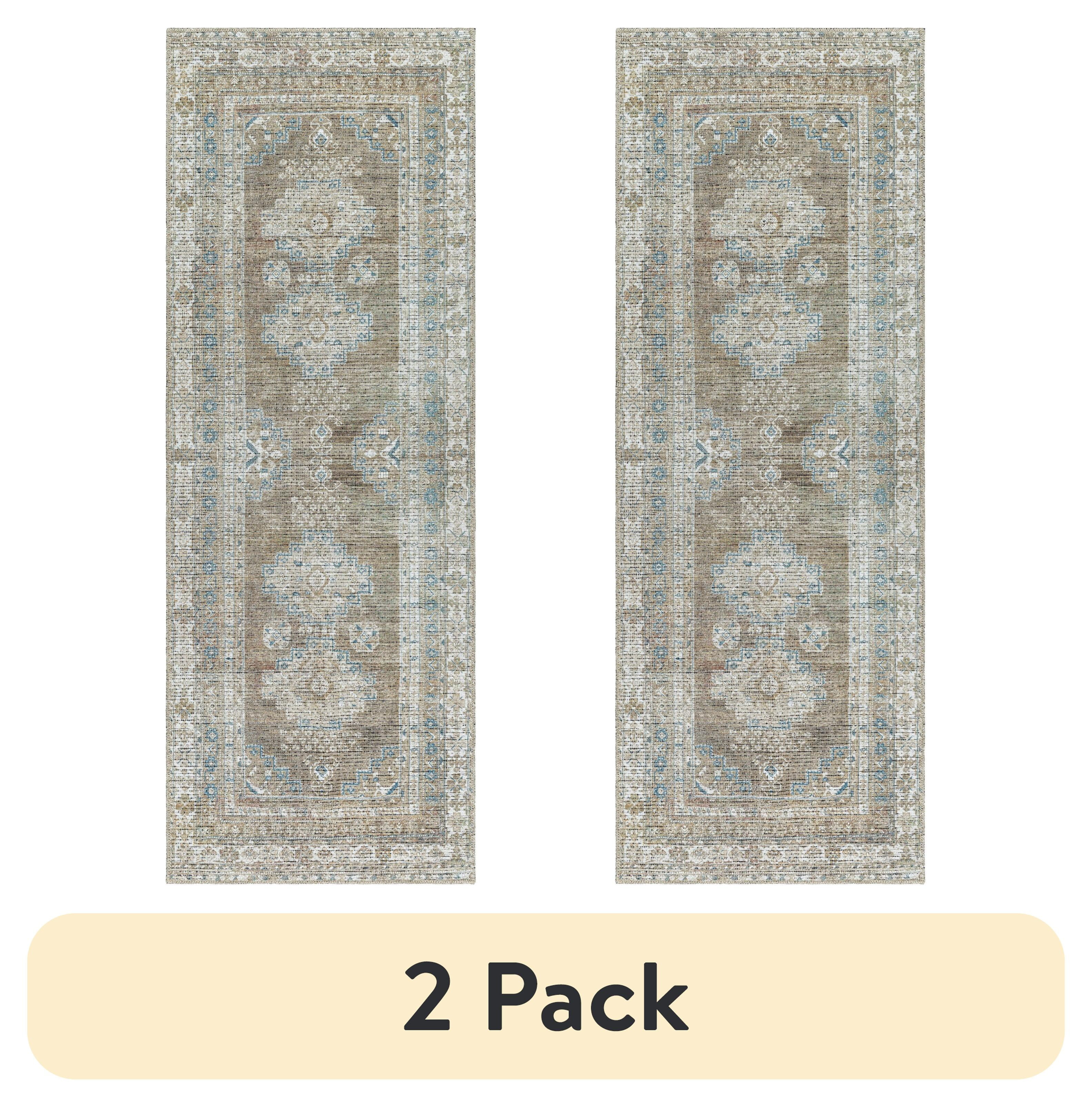 (2 pack) Better Homes & Gardens Geo Medallion Runner Washable Non-Skid Area Rug, Sage, 2'5" x 7' | Walmart (US)